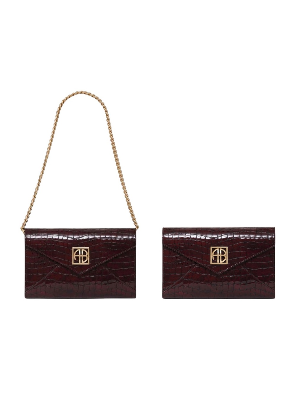 NWT ANINE BING Elly Leather Croc Embossed Handbag Purse Clutch 🐊